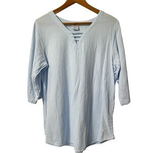 Sea Breeze of California 100% Cotton Made in USA Light Blue Popover Tunic Top S